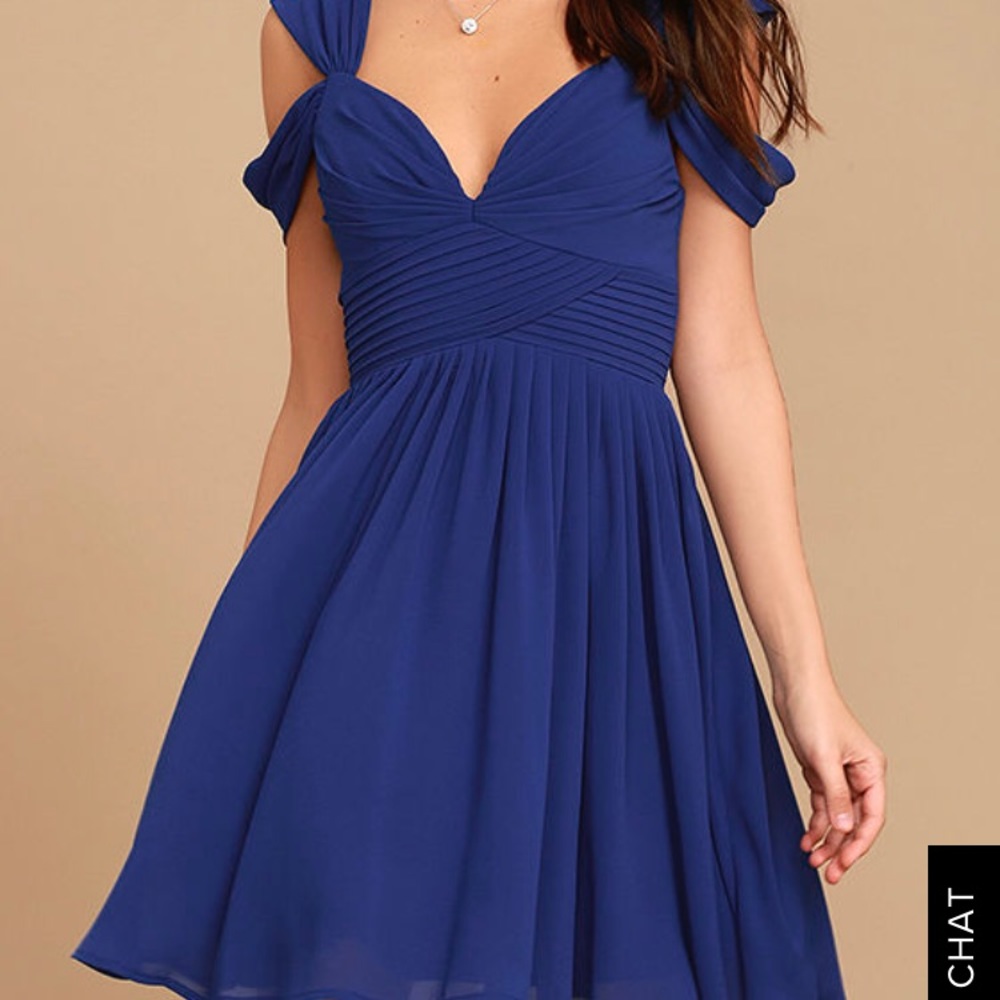 Lulu’s Royal Blue Off the Shoulder Dress